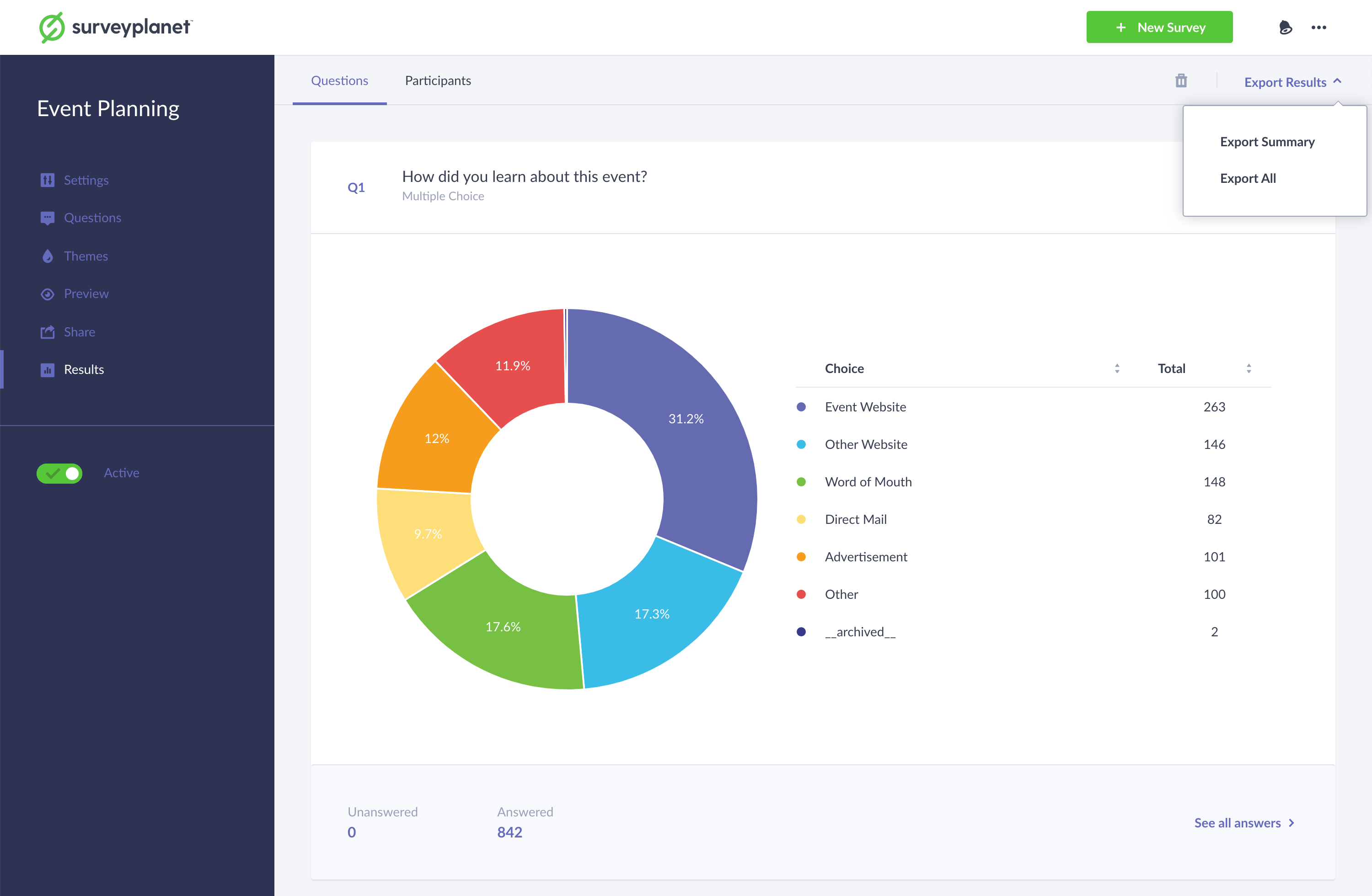 Exporting Survey Results | SurveyPlanet Documentation